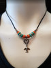 Necklace - Heart airplane (green and orange)