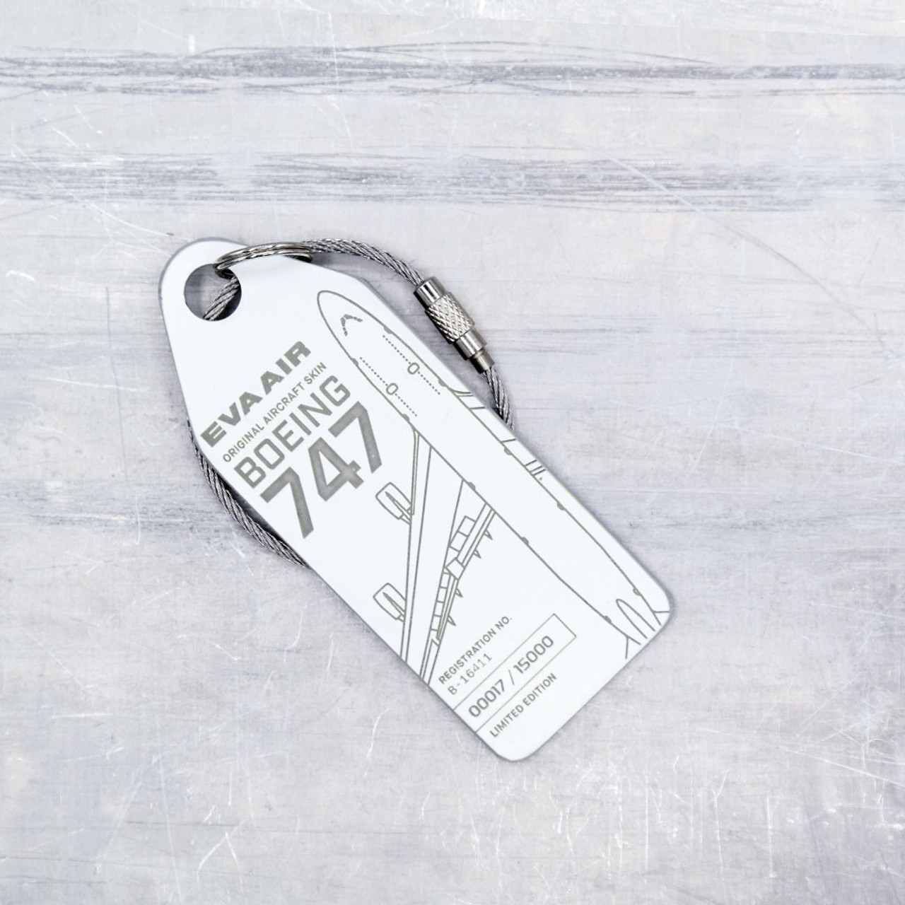 AviationTag Boeing 747-400 Keychain  - B-16411 - White