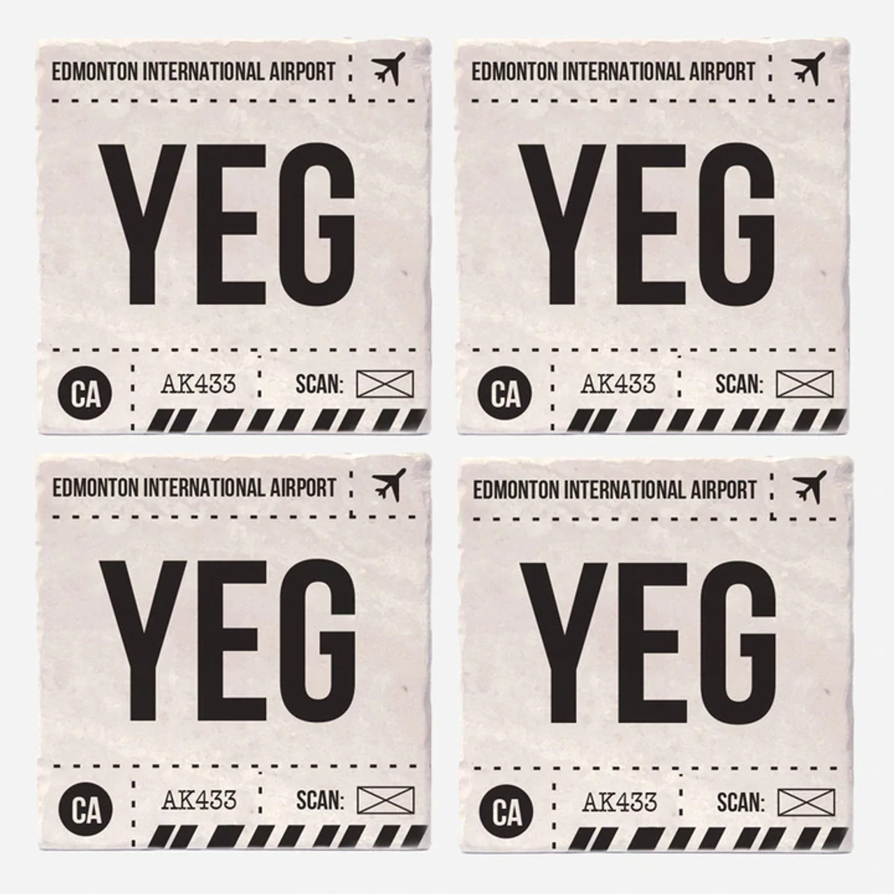YEG Airport Code Ceramic Coasters (4 Pack)