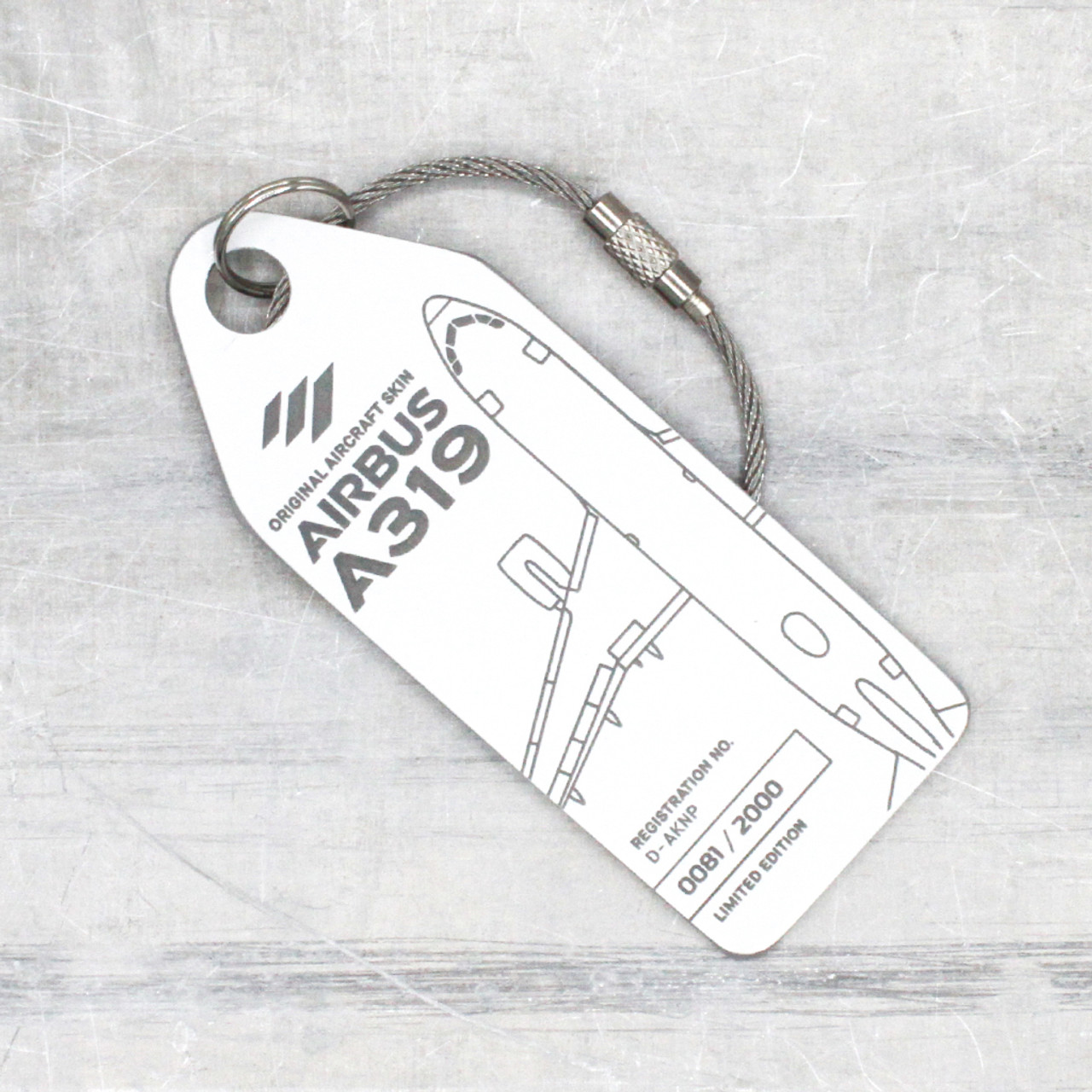 AviationTag Airbus A319 Keychain - D-AKNP - White