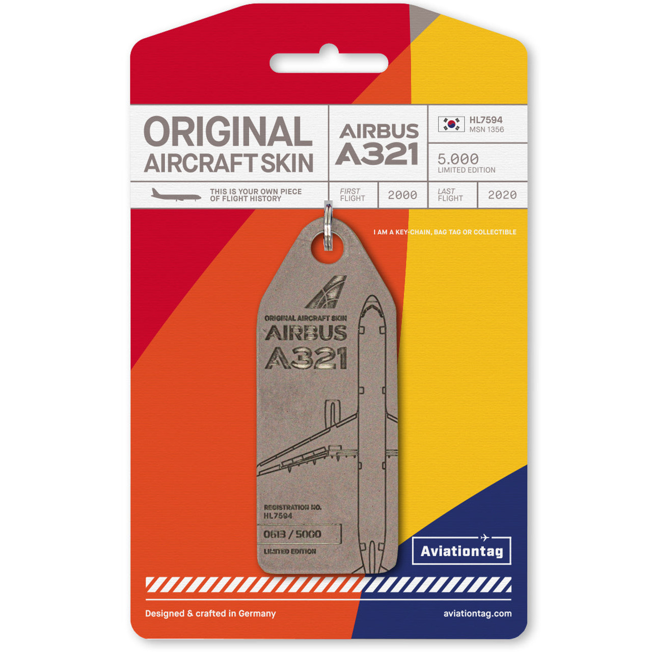 AviationTag Airbus A321 Keychain  - HL7594 - Beige