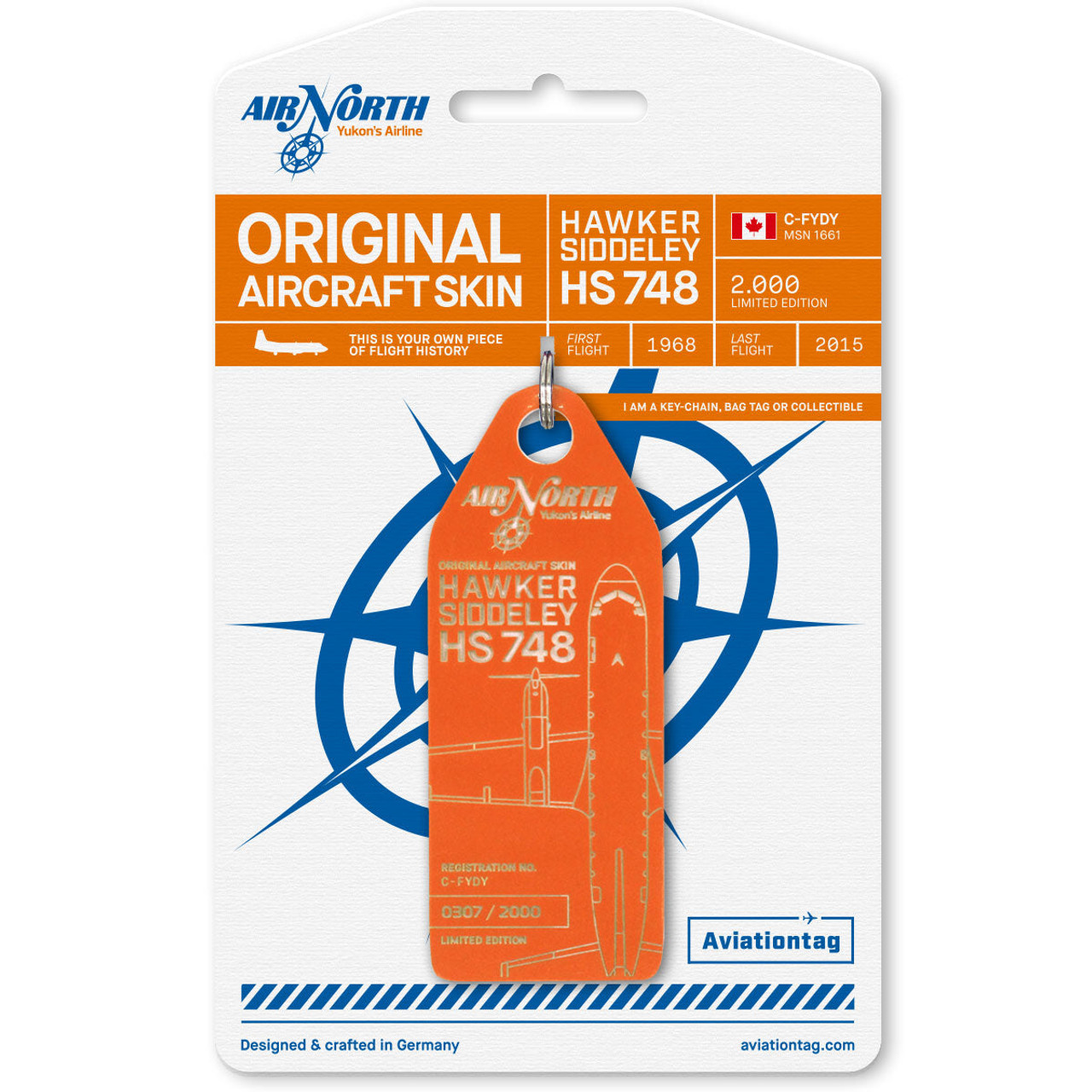  AviationTag Air North HS-748 Tag - Orange