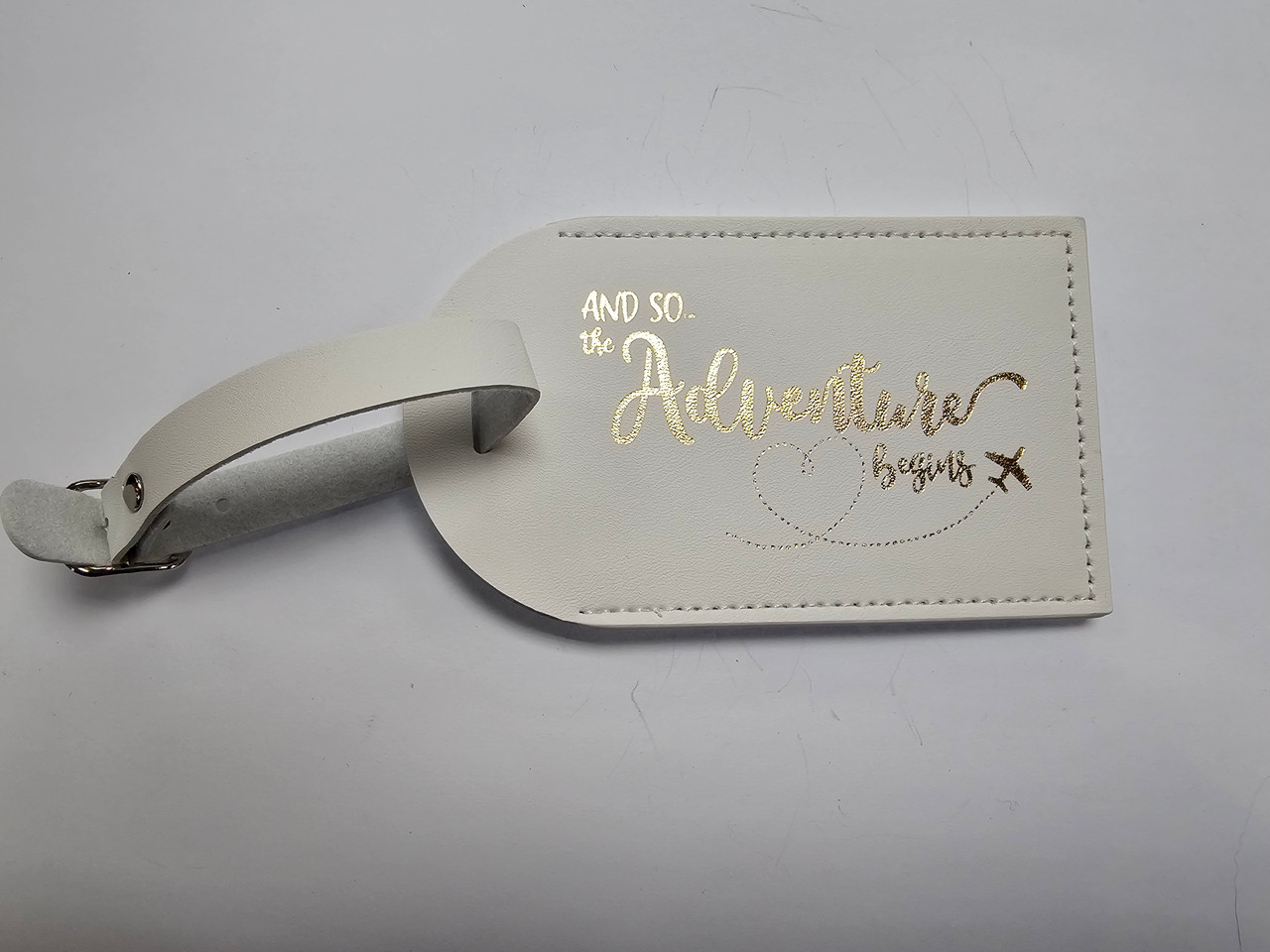 And So, Adventure Begins Luggage Tag (White)