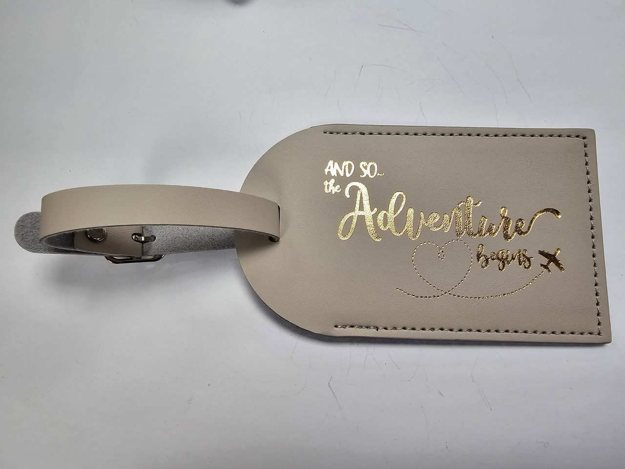 And So, Adventure Begins Luggage Tag (Grey)