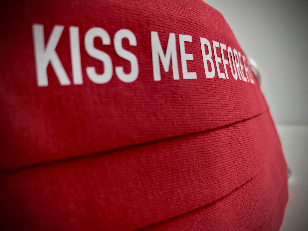Reusable Aviation Mask: "KISS ME BEFORE FLIGHT" (Colour: RED) (Mask-6)