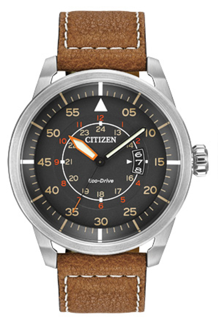 Citizen Avion Brown Leather Eco-Drive Pilot Watch