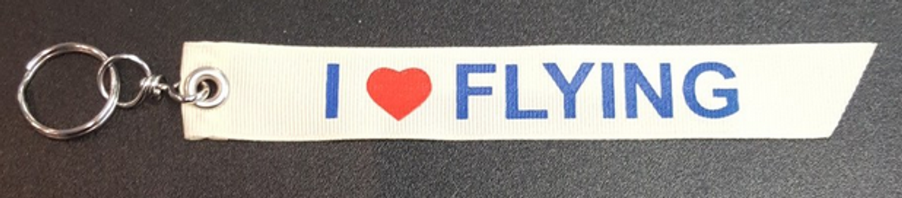 I Love Flying Embroidered Keychain 