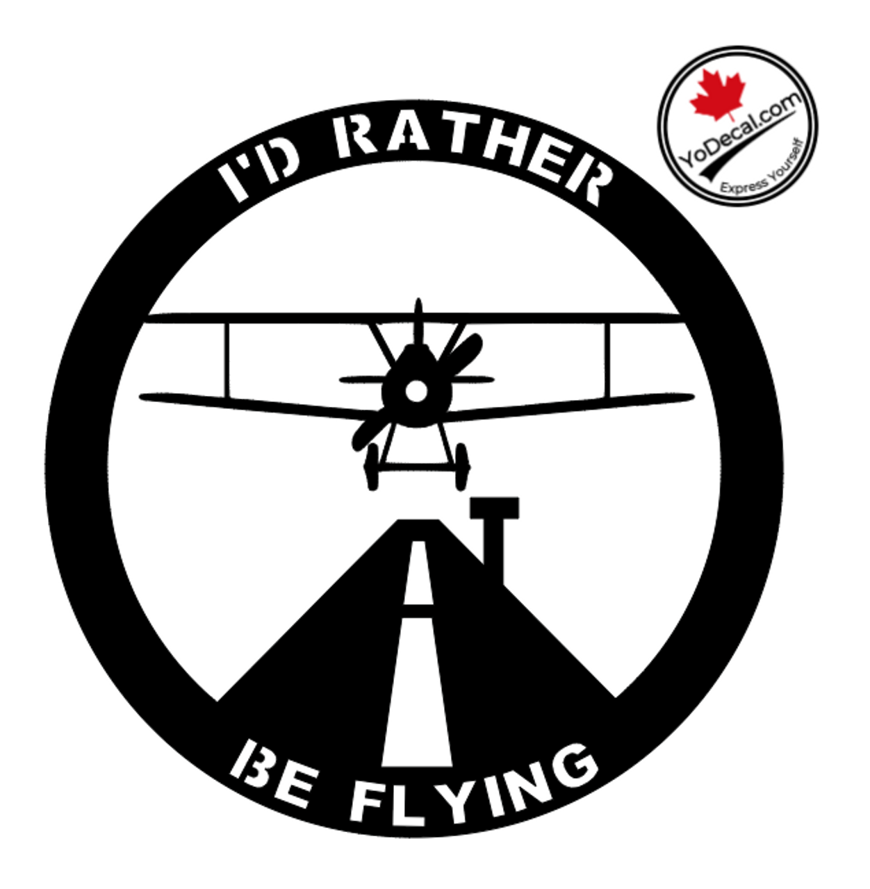 I'd Rather Be Flying Vinyl Decal - Black