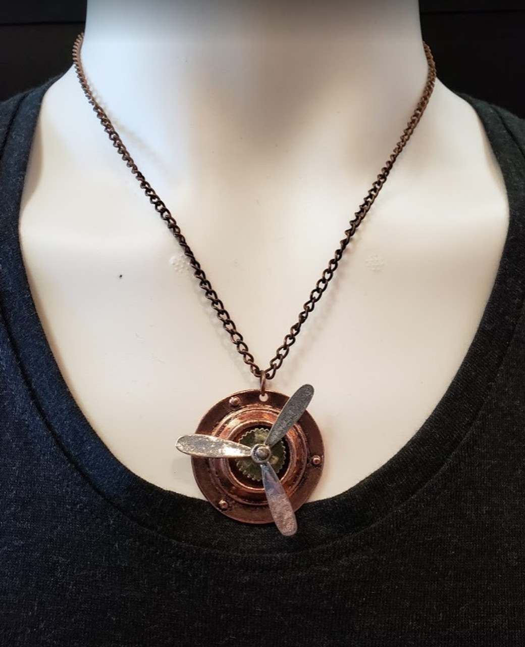 Necklace - Spinning propeller rose-gold colour