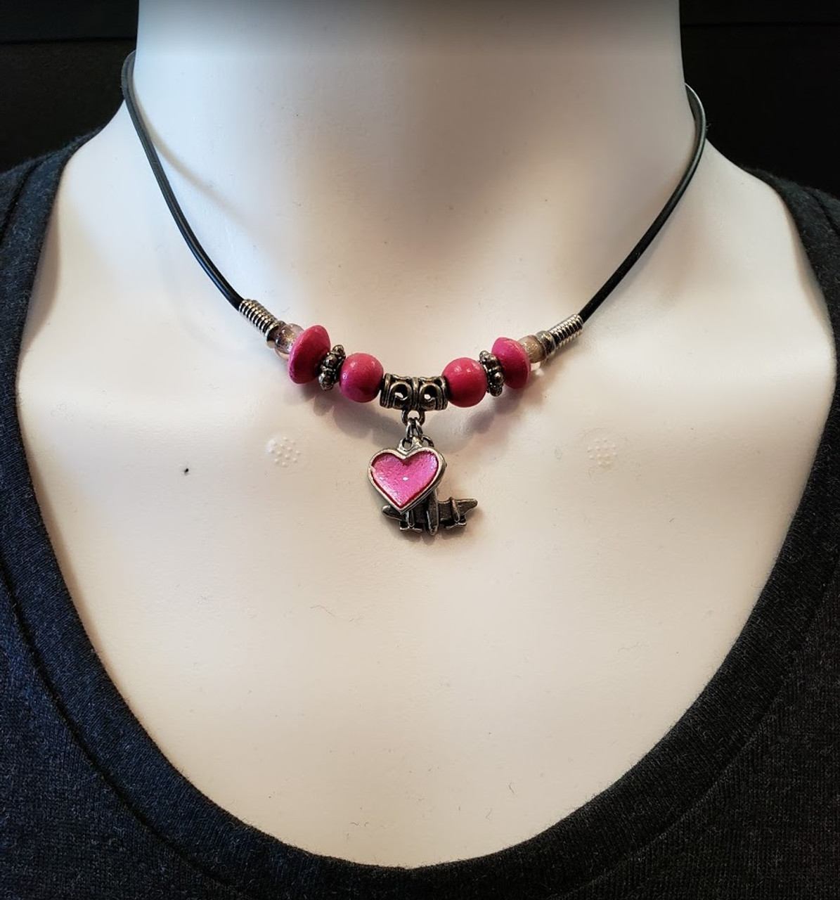 Necklace - Heart airplane (pink)