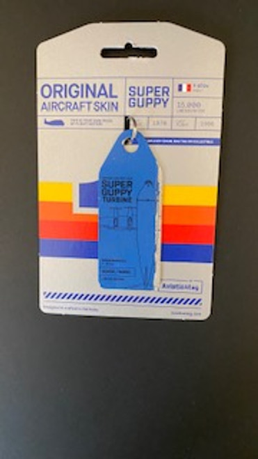 AviationTag Super Guppy Keychain - Split Blue - Silver (#3855)