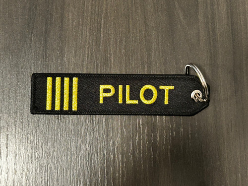 Embroidered Keychain -  Pilot (4 Bars; GOLD)