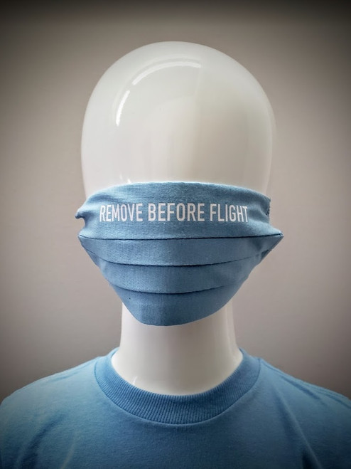 Childrens Reusable Mask: Remove Before Flight (Blue)