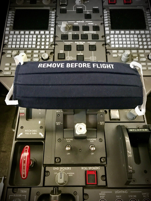 Reusable Aviation Mask: "REMOVE BEFORE FLIGHT" (Colour: dark blue) (Mask-4