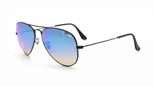 Ray-Ban Aviator Black Frame Sunglasses w/ Blue Mirror and Brown Gradient Lenses (002/4O58)