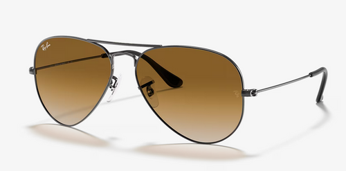 Ray-Ban Aviator Black Framed Sunglasses w/ Clear Brown Gradient Lenses