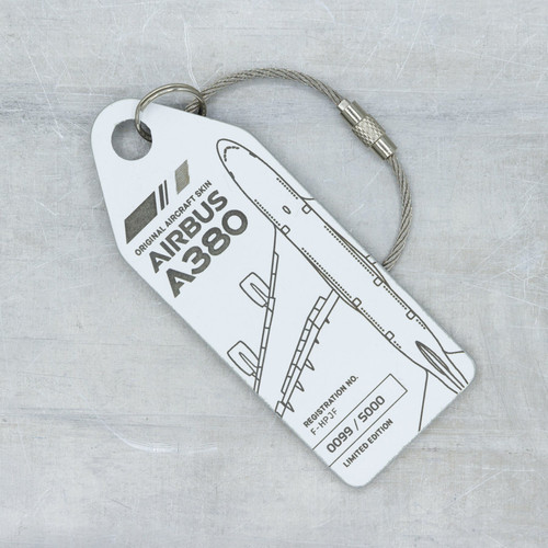 AviationTag Airbus A380 Keychain  - F-HPJF - White