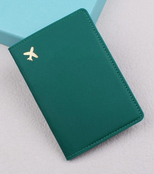 Plane Design Passport Cover - Green