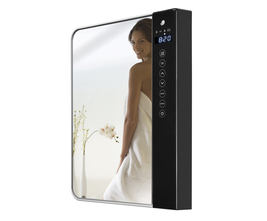 Tesoro 2000W Digital Bathroom Heater With Mirror 318 x 403mm Black S2033 -  Mico NZ