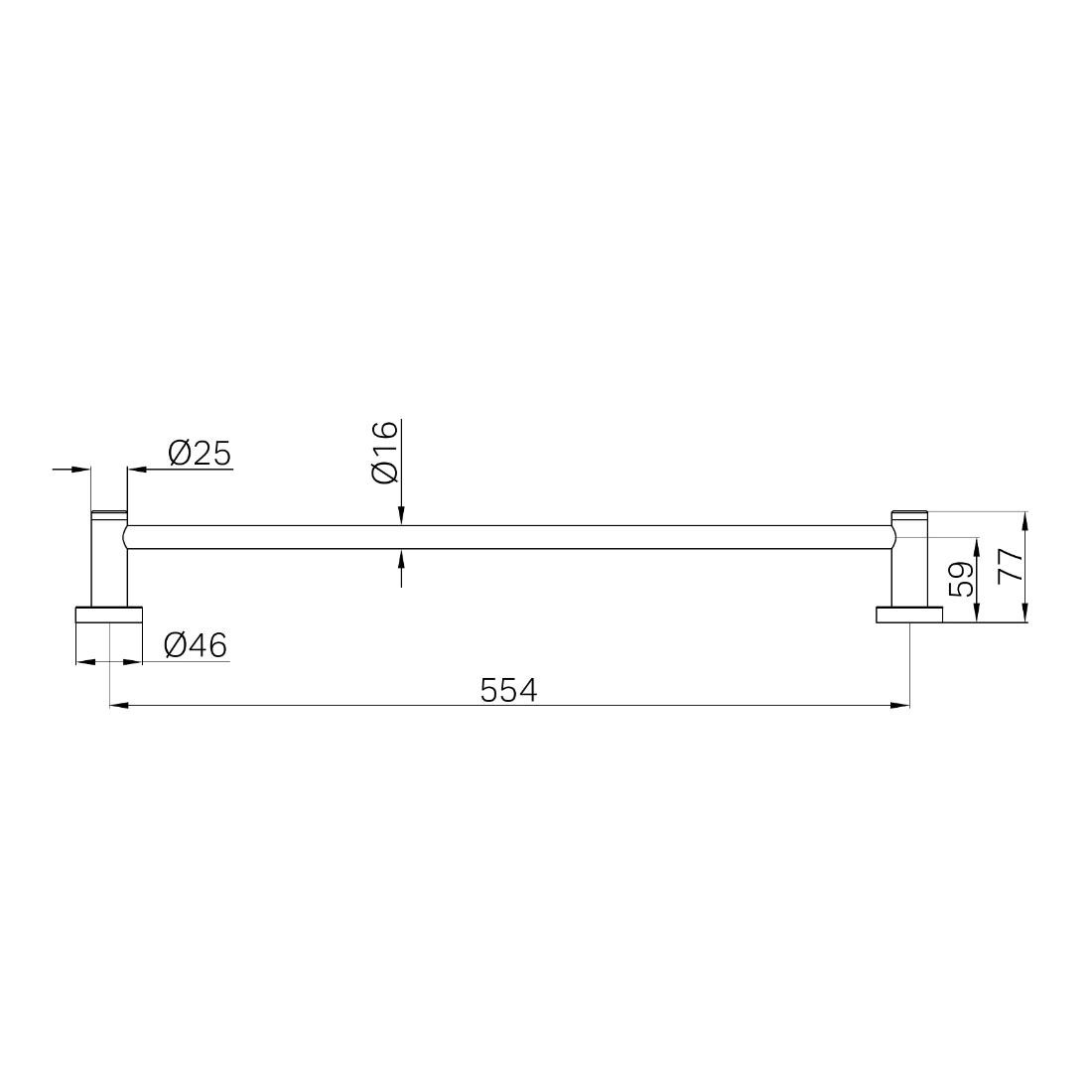 Dolce II Single Towel Rail 600mm Brushed Gold - Mico NZ
