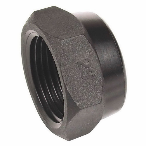 True Fit Threaded Fittings Hex Screw Cap 50mm BSPT Poly Black HCP50