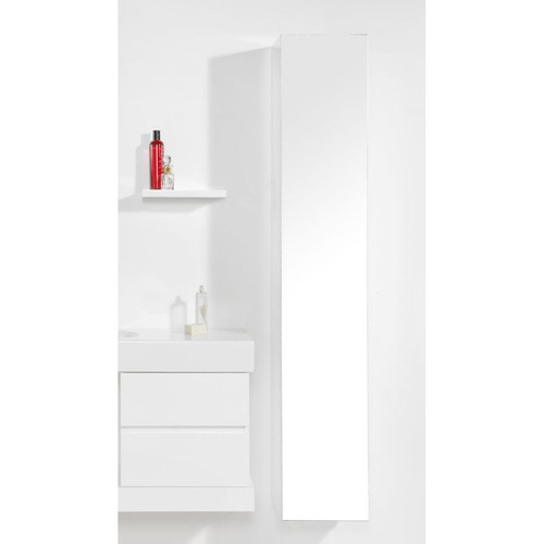 Tall Wall Hung Cupboard 1 Frameless Mirror Door 6 Internal Shelves White 300 x 1700 x 295mm WH1701M