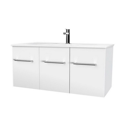 Zara 900 Series Wall Hung Vanity White 900mm 1 Drawer 2 Door