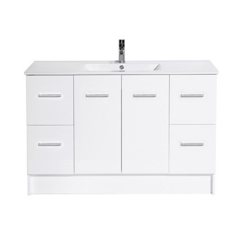 Boston Floor Standing Vanity 4 Drawer 2 Door 1200mm White Gloss