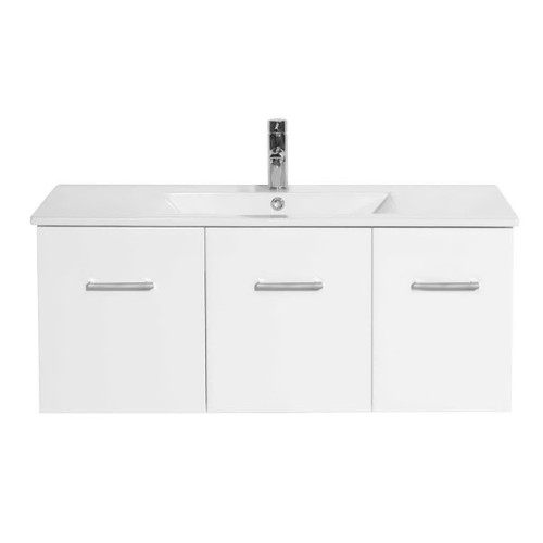 Boston Wall Hung Vanity 1 Drawer 2 Door 900mm White Gloss