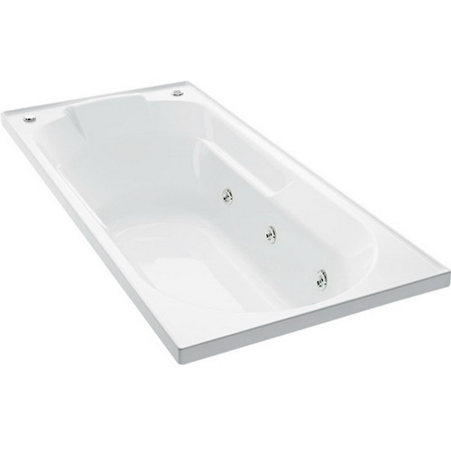 Sorrento II Rectangular Spa Bath 1670 x 760mm Duracryl Acrylic White 1073A-ABCP2-0