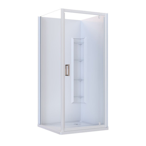 Rhine Acrylic 2-Sided Shower 820 x 820mm Corner Moulded Wall White Pivot RHI9228