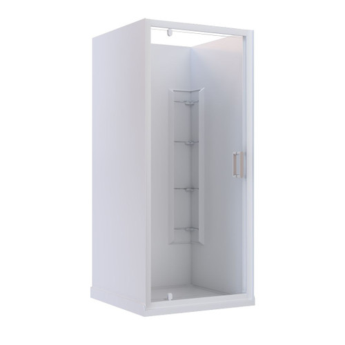 Rhine Acrylic Shower 3 Sided Corner Moulded Wall White Pivot 810mm