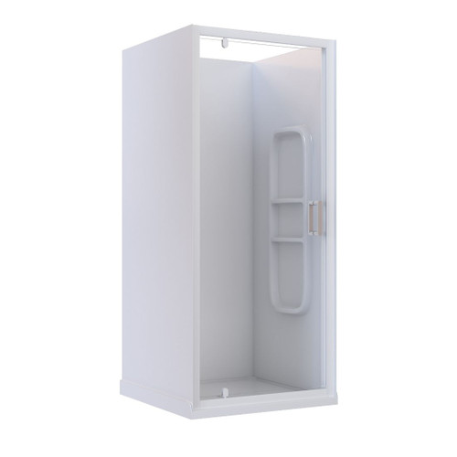 Rhine Acrylic 3-Sided Shower 810mm Side Moulded Wall White Pivot RHI9181