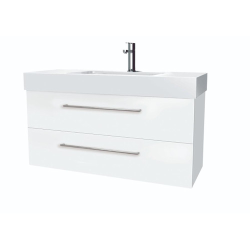 Tessa Wall Hung Vanity 2 Drawer Center Basin 900 x 450 x 550mm White Gloss