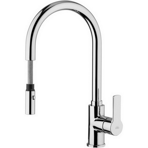 Red Kitchen Sink Mixer 1 Hole & Swivelling Spout & 3 Stainless Steel Hoses & Nylon Hose With Weight