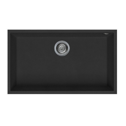 Quadra Granitek Undermount Single Bowl Sink 760 x 440mm Black With Waste Kit & Overflow ELGQ130-40