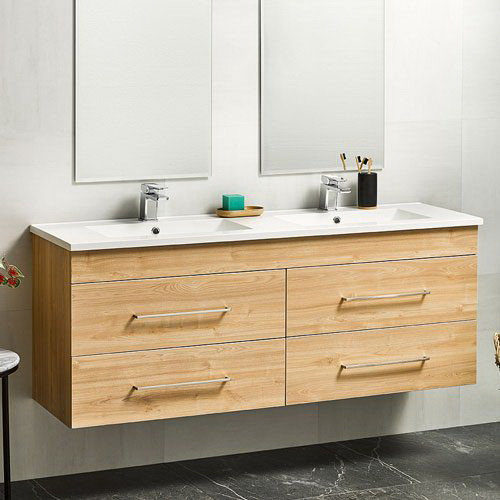 Cashmere Floor Standing Vanity 1500mm Double Bowl Double Drawer Colour 4CAS15DDC