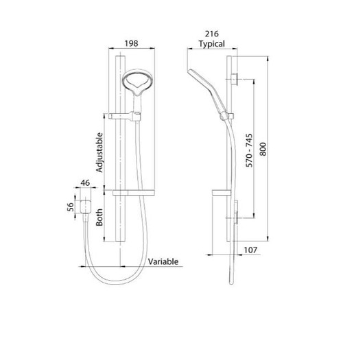 Aio Shower Aurajet Rail Chrome AOSRCP