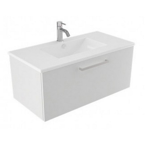 Studio Plus Wall Hung Vanity Wall 900mm 1 x Drawer Curved Vitreous China Dezigna White Gloss 85309.11