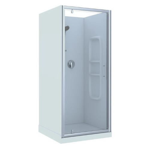 Brighton Shower Enclosure Square 3-Sided Side Moulded Wall 900 x 900 x 1950mm Chrome