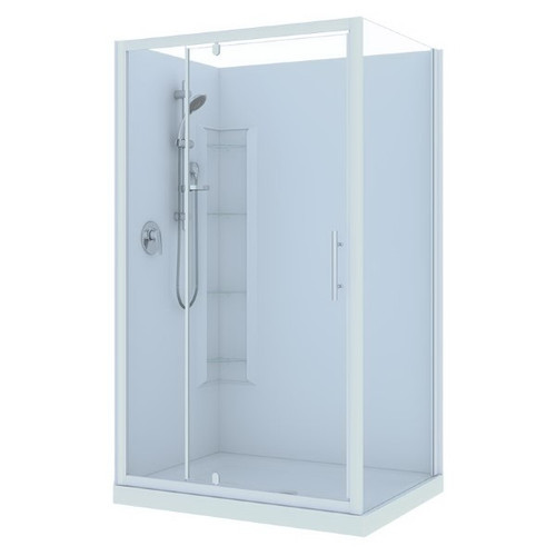 Brighton Shower Enclosure Rectangular 2-Sided Corner Moulded Wall Left Hand 1200 x 900 x 1950mm White