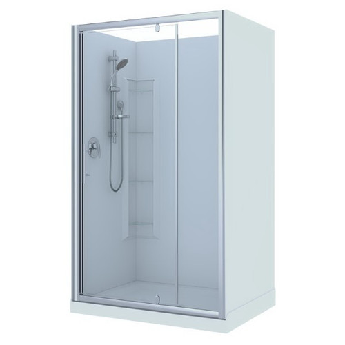 Brighton Shower Enclosure Rectangular 3-Sided Corner Moulded Wall 1200 x 900 x 1950mm Chrome