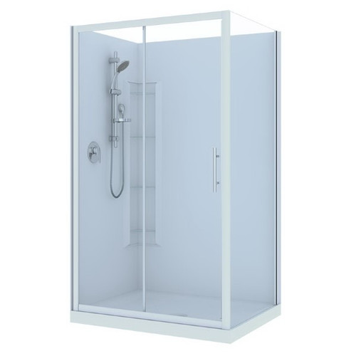 Brighton Shower Enclosure 2 Sided Corner Moulded Wall White Left 1200 x 900 x 1950mm