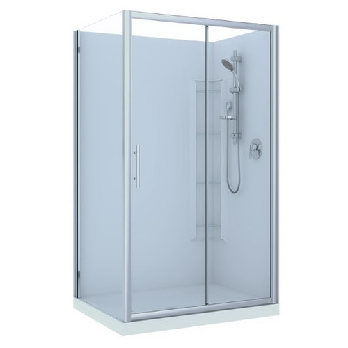 Brighton Shower Enclosure 2 Sided Corner Moulded Wall Sliding Door Chrome 1200 x 900 x 1950mm