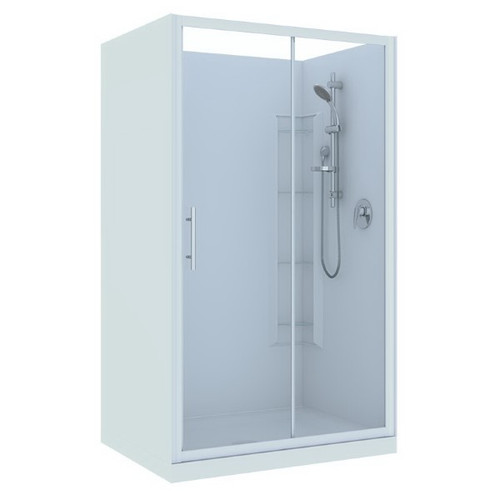Brighton Shower Enclosure Rectangular 3-Sided Sliding Corner Moulded Wall 1200 x 900 x 1950mm White