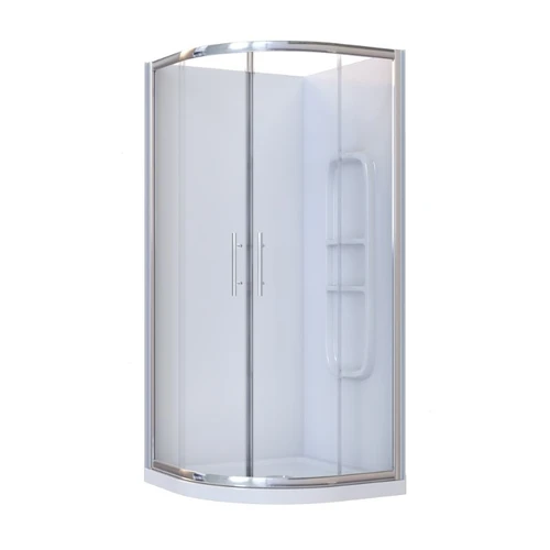 Brighton Shower Enclosure Curved Side Moulded Wall 900 x 900 x 1950mm Chrome