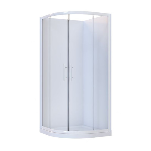 Brighton Shower Enclosure 2 Sided Sliding Door Curved 1000 x 1000 x 1950mm White Flat Wall