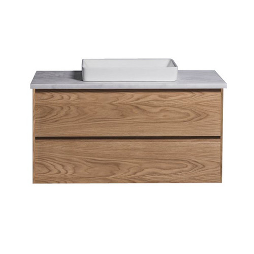 Moode 900 Standard Top Wall Hung Vanity Timber Veneer 900mm 2 Drawer