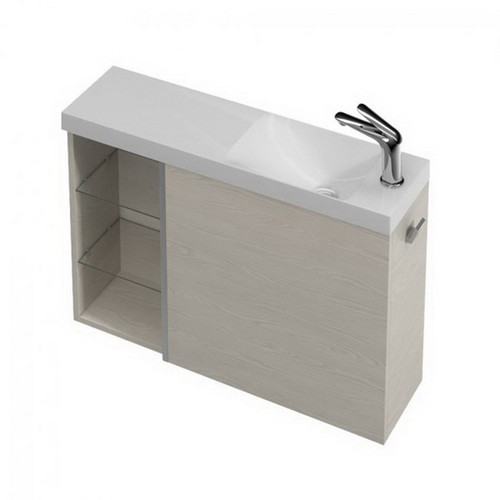MB Wall Hung Vanity 800 1 Door Maxi Storage Woodgrain 2789-WG