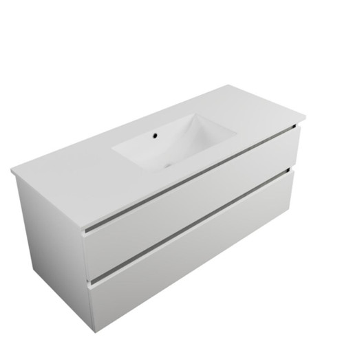 Armada Wall Hung Vanity 2 Drawer 1200mm White Gloss